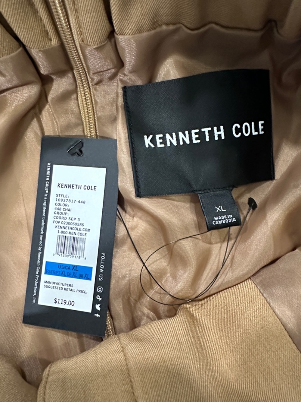 Kenneth Cole Tan Jacket with Branded Interior - Picture 3 of 3